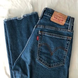 Levi's Wedgie Straight Leg Jeans Raw Frayed Hem